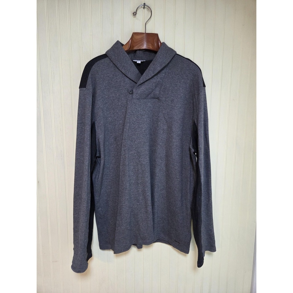 Calvin Klein Sweater Mens 2XL Gray Shawl Collar Button Pullover Knit Lightweight - Picture 2 of 8